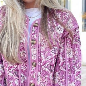 Floral Pink Women's Quilted Jacket